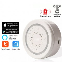 Sirene met slimme wifi-sensor voor temperatuur- en vochtigheidsalarm
