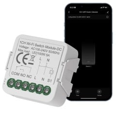 Tuya WiFi Schakelmodule met Potentiaalvrij Contact DC 12/24V