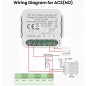 Módulo de interruptor Tuya inteligente WiFi de contacto limpio para montaje empotrado, 240 V CA o 5-48 V CC.