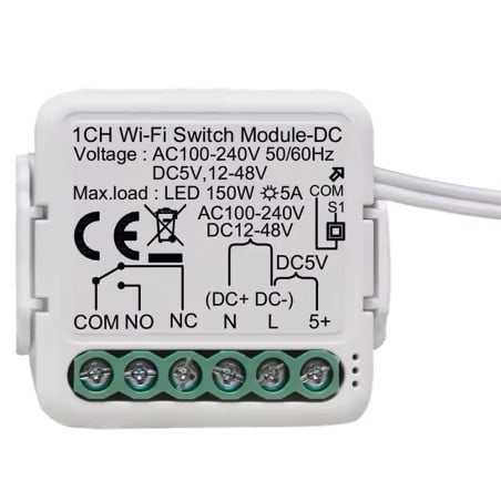 Tuya Modulo Interruttore AC 240V o DC 5–48V Smart WiFi a Contatto Pulito da Incasso