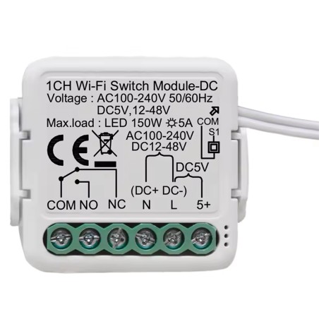 Tuya Smart WiFi-Schaltmodul, AC 240 V oder DC 5–48 V, kontaktschonend, Unterputzmontage