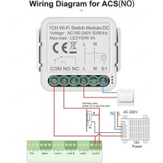 Tuya Módulo Interruptor WiFi de Contacto Seco DC 12/24V