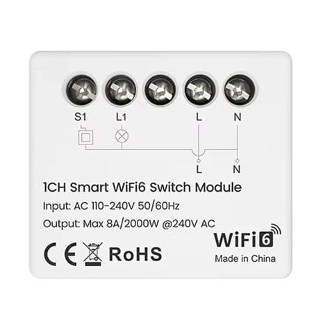 Tuya Modulo Interruttore Smart Wi-Fi 6 con Misuratore Energia