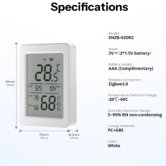 SONOFF AirGuard TH Zigbee Sensore Temperatura Umidità 3.6″ LCD