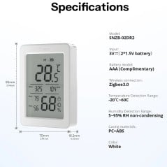 SONOFF AirGuard TH Zigbee Temperatuur- en Vochtigheidssensor 3,6″ LCD