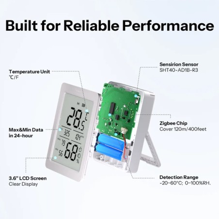 Sonoff AirGuard TH SNZB-02DR2 Sensor inteligente de temperatura y humedad Zigbee con pantalla