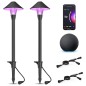 Lot de 4 lampes de jardin LED intelligentes Tuya RGBW Wi-Fi en forme de champignon