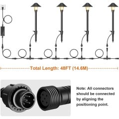 Kit of 4 Mushroom LED Pathway Lights Tuya Wi‑Fi RGBW IP65 6W