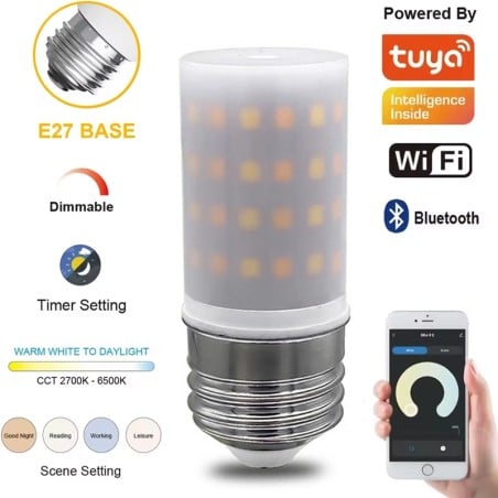 Smart Corn LED Bulb E27 Tuya WiFi+BT CCT Dimmer Alexa