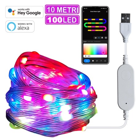 Cadena de luces LED inteligente Tuya RGBIC Matter con WiFi y Bluetooth