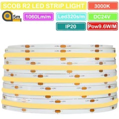 White SCOB LED Strip 8mm 320 LEDs per Meter DC24V 5 Meters