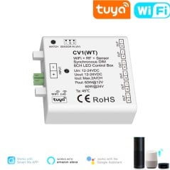 Unité de commande Tuya CV1(WT) WiFi 6 canaux pour rubans LED 12/24V