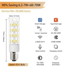 Tuya Lampadina Smart WiFi E14 LED Corn CCT Dimmerabile
