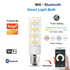 Smarte E14-Lampe WiFi+BT Tuya 2700–6500 K Dimmer Alexa Google