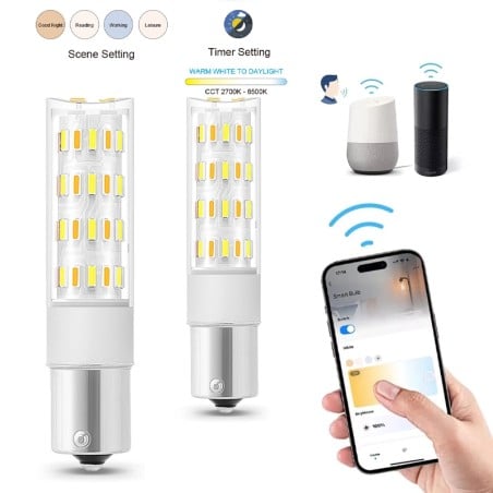 Tuya Smart WiFi-lamp BA15S 12V LED-cornlamp met dimbare kleurtemperatuur