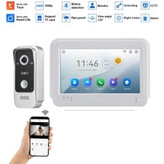 Kit de sonnette vidéo Tuya Smart WiFi AHD 1080p 2MP avec moniteur