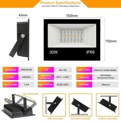 Projecteur LED RGB+CCT Bluetooth IP66 30-100W avec application Fi Light