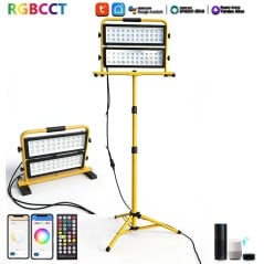 Foco LED RGBCCT de doble cabezal Tuya de 200 W con WiFi y Bluetooth