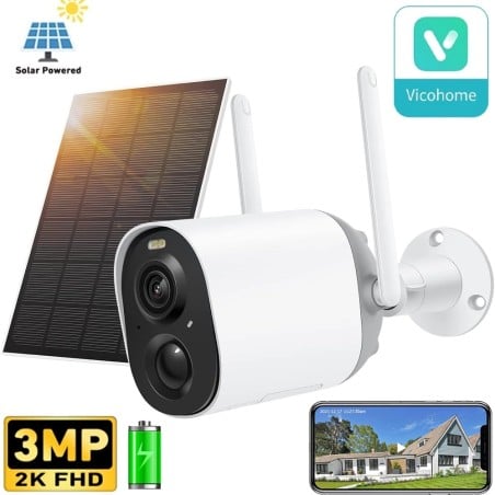 VicoHome 3MP WiFi-Festkamera IP66 mit Solarpanel