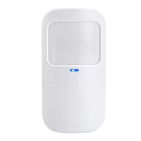 Sensor de movimiento PIR inalámbrico Tuya G30 con alimentación por batería y antena interna.
