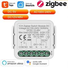 Tuya Smart Zigbee inbouwschakelaarmodule AC 240V of DC 5–48V met schoon contact
