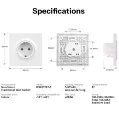 Technische specificaties wandcontactdoos SONOFF Fusion Type F Schuko 16A