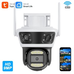 Tuya Slimme Externe WiFi PTZ-camera 9MP met 3 Lenzen
