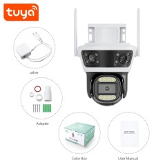 Tuya Smart WLAN-Außenkamera PTZ 9 MP mit 3 Linsen