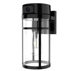 Vooraanzicht van de slimme buitenlantaarncamera in wandapplique-stijl