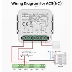 Tuya Relé Smart Zigbee de Contacto Seco para Empotrar AC/DC