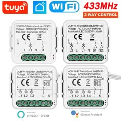 Module Interrupteur Tuya Smart WiFi + RF433 Encastrable pour Éclairage