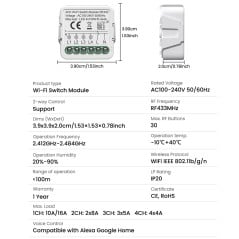 Tuya Smart In-wall WiFi + RF433 Switch Module for Lights