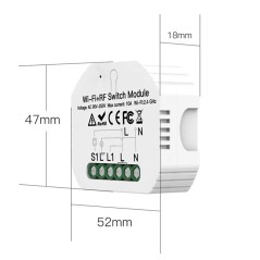 Tuya Mini Switch 1 Kanaal Smart WiFi en RF433 met Afstandsbediening
