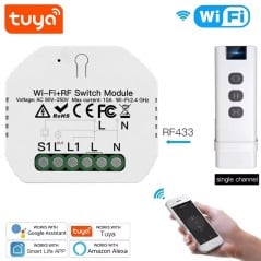 Mini Switch Tuya 1 Canal Smart WiFi y RF433 con Mando a Distancia