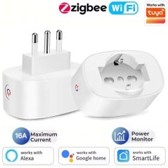 Prise intelligente italienne 16 A Tuya WiFi ou Zigbee avec mesure de la consommation