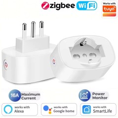 Italiaans smart stopcontact 16A Tuya WiFi of Zigbee met verbruiksmeting