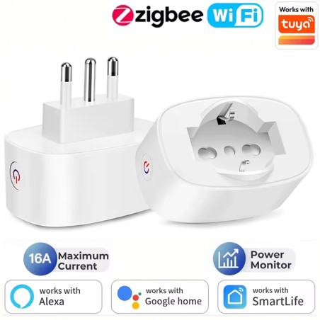 Italiaans smart stopcontact 16A Tuya WiFi of Zigbee met verbruiksmeting