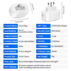 Spezifikationen italienische 16A WLAN-Smart-Steckdose