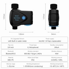 Programmateur d’arrosage intelligent WiFi Tuya avec compteur d’eau