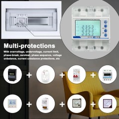 Tuya Three-Phase Smart WiFi 100A Meter with Wiring Diagram