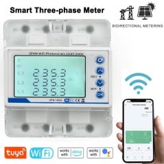 Tuya contador de energía trifásico inteligente WiFi 100A para fotovoltaica con pantalla LCD