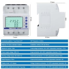 Manual and features of the three-phase smart WiFi 100A meter with electrical protections