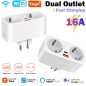 Tuya 16A Smart WiFi dubbel stopcontact met USB Type-C en 25W GaN snelladen