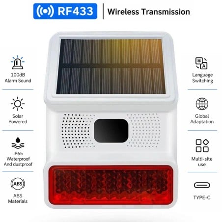 Preis Solar‑Funk‑Sirene RF433 mit PIR für den Außenbereich IP65