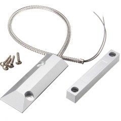 Vista lateral del sensor magnético cableado NC con vaina metálica