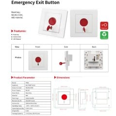 Pulsante di Uscita Emergenza con Chiave Reset NO/NC/COM