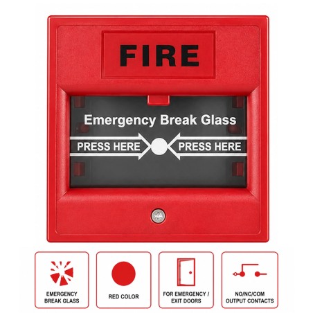 Bedrade brandknop met breekglas voor alarmsystemen