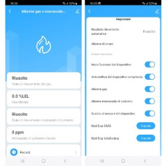 Smart-Life-App-Bildschirme für WLAN-Gas- und Kohlenmonoxidmelder