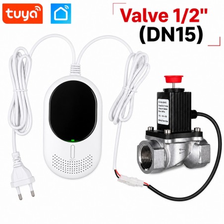 Detector combinado de gas y monóxido de carbono Tuya Smart Wi-Fi con válvula solenoide