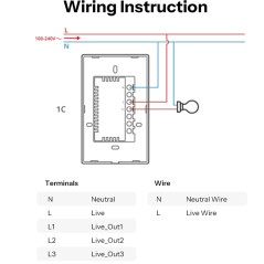 Schéma de câblage SONOFF TX Gen2 T6-120MB interrupteur intelligent 1 canal